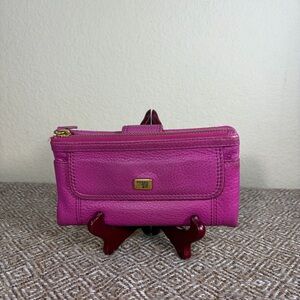 Fossil Emma Pink Leather Bifold Wallet Clutch Retro Boho